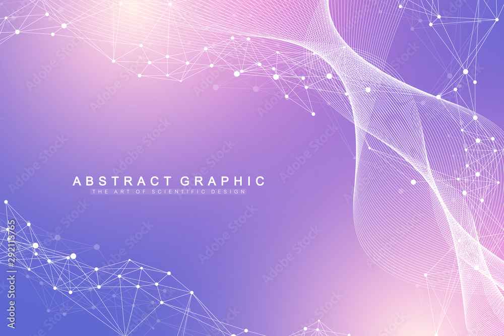 Aufkleber expansion of life. colorful explosion background with connected line and dots, wave flow. visualizat