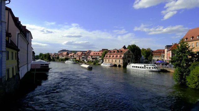 View of the district called Little Venice on the Regnitz river in Bamberg