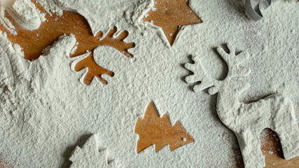 Christmas and holiday baking background, top view