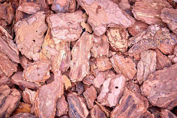Background made of wood chips, closeup shot, wooden texture.
