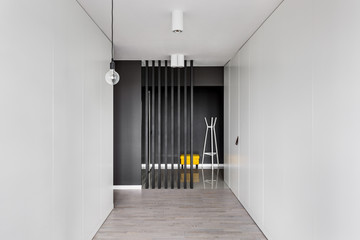 Elegant black and white corridor