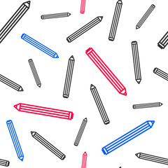 Colour pencils. Seamless pattern, texture, wallpaper, fabric. Repeating background with office supplies.