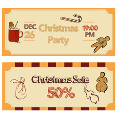 Christmas gingerbread cookies sale or party sketch vintage vector illustration. Hand made gingerbread man and candy for Christmas party. Traditional winter holidays food sale.