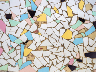 Fototapeta na wymiar Antonio Gaudi style, broken tiles mosaic background