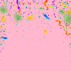 Streamers and confetti. Colorful tinsel and foil r