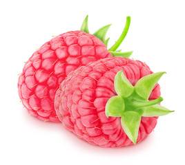 Composition with garden or forest sweet raspberris isolated on white background. As design element.