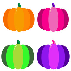 Set pumpkin in trend colors. Halloween element. Drawing for menu, catalog, restaurant, cartoon, game, kitchen. Vector illustration