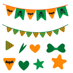 Set halloween decoration. Holiday flag element. Drawing for menu, catalog, restaurant, cartoon, game, kitchen. Vector illustration