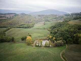 Fototapeta na wymiar Umbria landscpae field from above