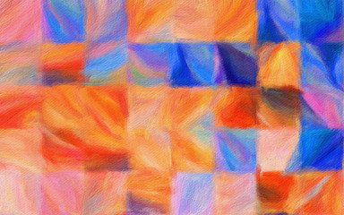 Fototapeta premium Vibrant colors abstract art background for creative design of printable product, fabric and textile decor, trendy beautiful advertising and web production. Contemporary oil paint brush strokes texture