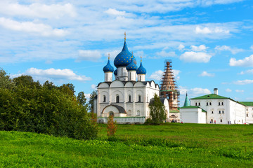 Panoramic view of The Suzdal Kremlin in Suzdal, Russia. The Golden Ring of Russia