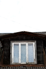 old white wooden roof window