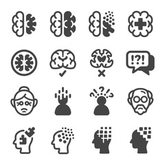 alzheimer disease icon set,vector and illustration