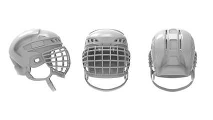 3d rendering of a ice hockey helmet mask isolated in white background