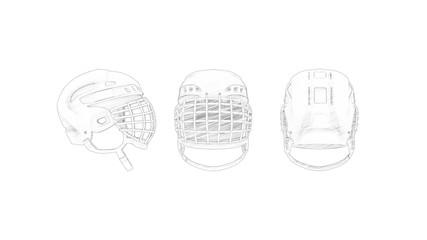 3d rendering of a ice hockey helmet mask isolated in white background