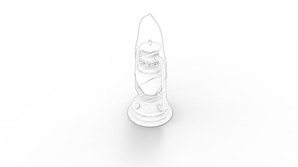 3d rendering of a vintage oil lamp isolated in white studio background
