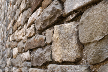 old gray stone wall perspective view for background