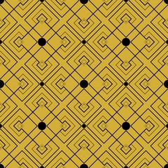 Black and gold art deco seamless vector patterns. Monochromatic geometric pattern elements on monochromatic background. 