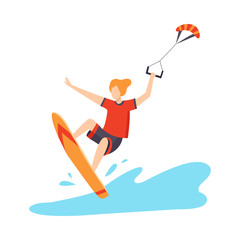 Kitesurfing vector illustration isolated on white background.