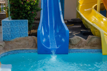 water slides in the water park.
