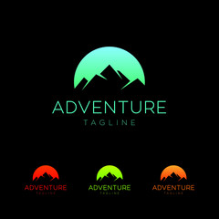 mountain adventure hiking camping night logo vector illustrator