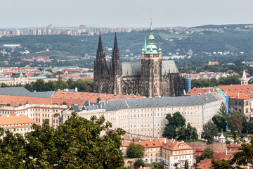 View of Prague Cathedral from Petrin Tower
