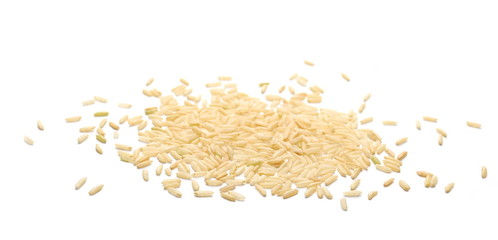 Long rice pile isolated on white background