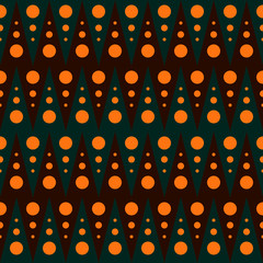 Orange Circles On Retro Chevron Seamless Pattern