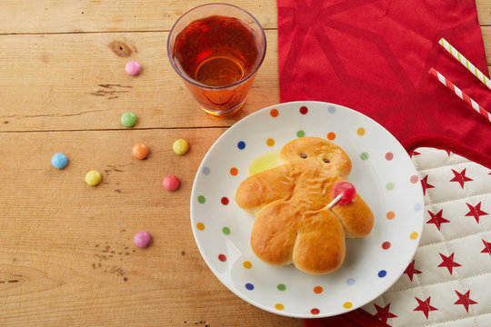 Freshly baked Stuten man on a festive table