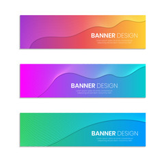 set of web banner design template backgrounds with wavy lines