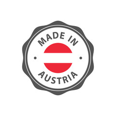"Made in Austria" badge with Austrian flag
