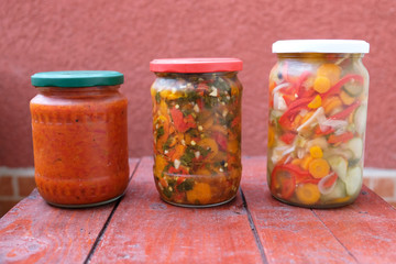 jars of pickled vegetables