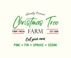 Christmas tree Farm retro vector advertising sign