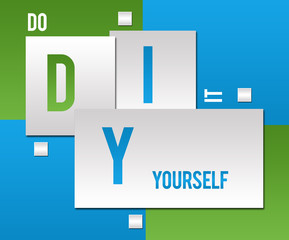 DIY - Do It Yourself Green Blue Squares Text 