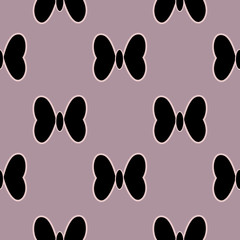 Seamless Pattern Of Simple Stylized Butterflies Silhouettes .