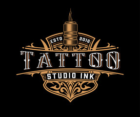 Vintage logo template with floral elements