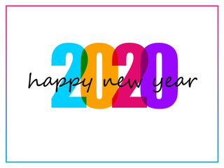 Colorful text 2020 on white background for Happy New Year celebration greeting card or poster design.