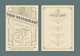 Vintage template for  restaurant menu design. Vector layered.