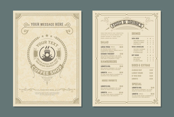 Fototapeta premium Retro template for restaurant menu design. Vector layered.