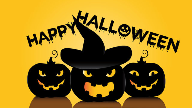 Illustation of Happy halloween with black  pumplin