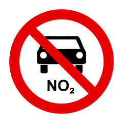 NO2 Auto und Verbotsschild