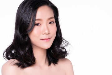 Fototapeta premium Beautiful Young Asian Woman with Clean Fresh Skin,