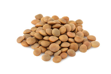 Lentils isolated on white.