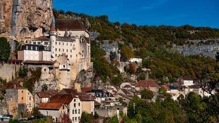 Obraz premium Rocamadour in the Lot department of southwest France. Its Sanctuary of the Blessed Virgin Mary, has for centuries attracted pilgrims from many countries.