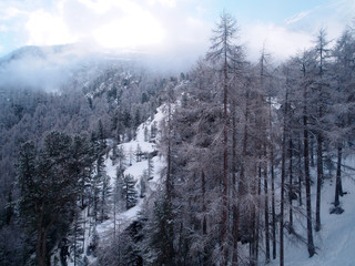 Amazing view on Matterhorn and Zermatt in the Swiss Alps in the morning.- April 2019
