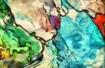 Pretty colors watercolor texture background. Colorful splashes and acrylic elements