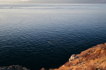 Sea scape against rocks