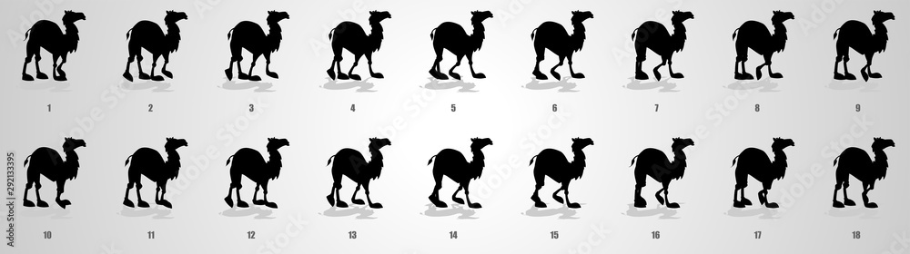 Wall mural camel walk cycle animation sequence
