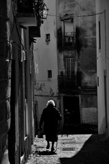 Lisbon Portugal. - February 15, 2019: Alfama neighborhood street