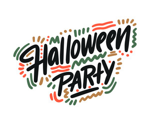 Halloween party. Hand drawn Halloween lettering. This illustration can be used as a greeting card, poster or print.
